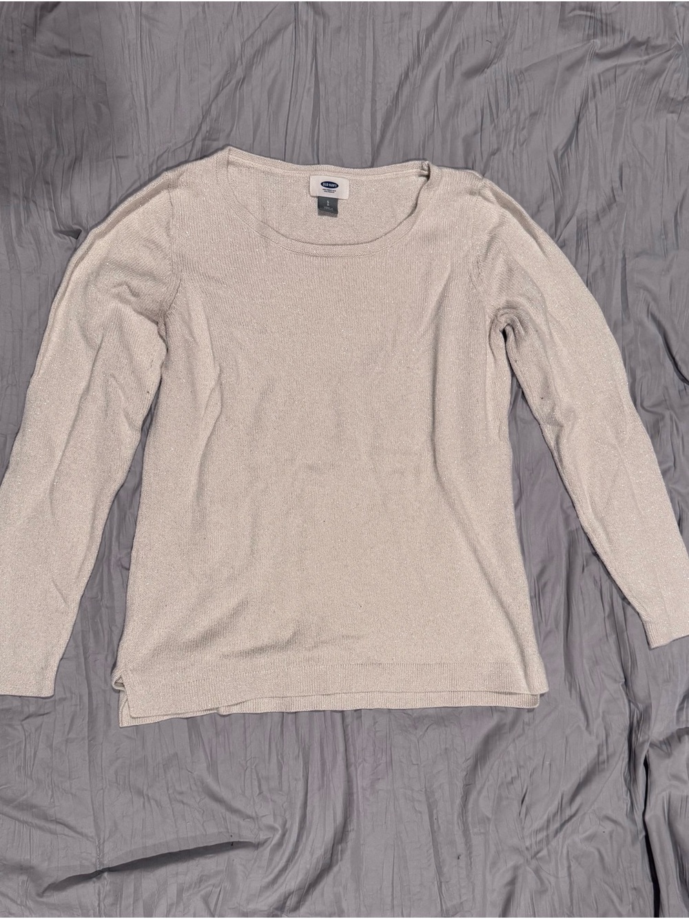 Old Navy Cream Scoop Neck Lightweight Knit Sweater